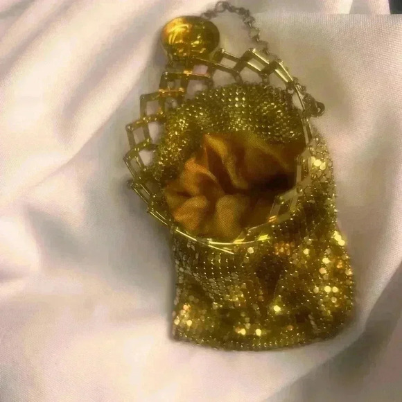 Whiting & Davis Mesh Purse Art Deco gold mesh  Print Vintage Flapper 1920s 1930s - Picture 8 of 8